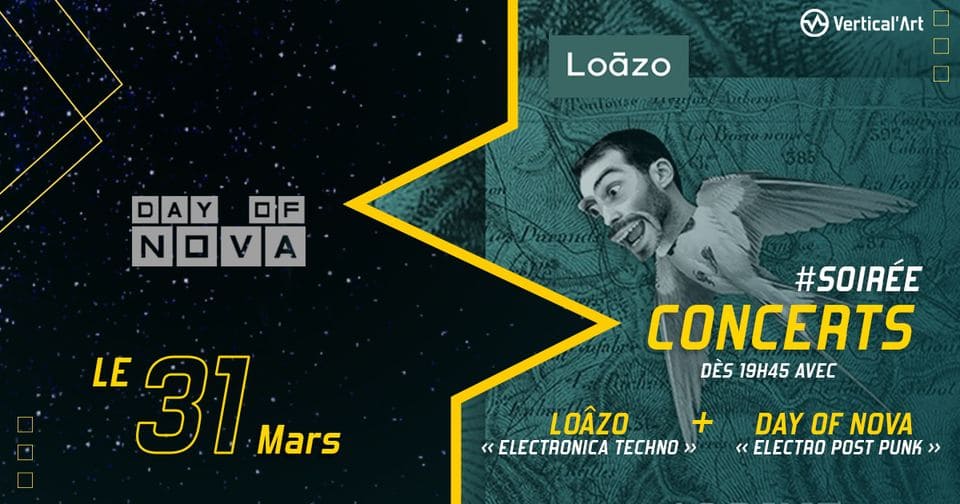 Soirée concerts avec Loâzo et Day of Nova à Vertical'Art Le Mans vendredi31 mars