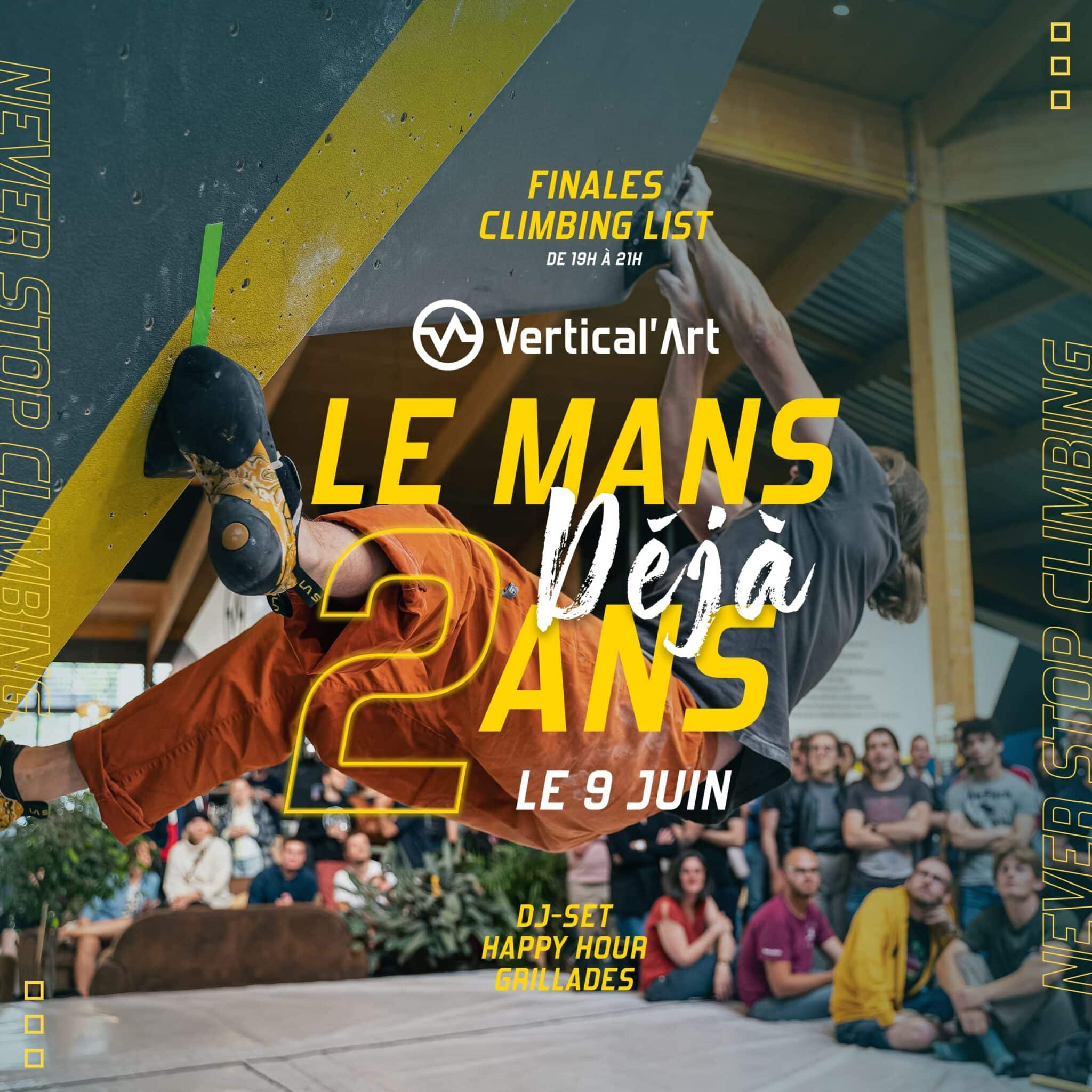 Anniversaire Vertical'Art Le Mans et finales Climbing List 9 juin 2023