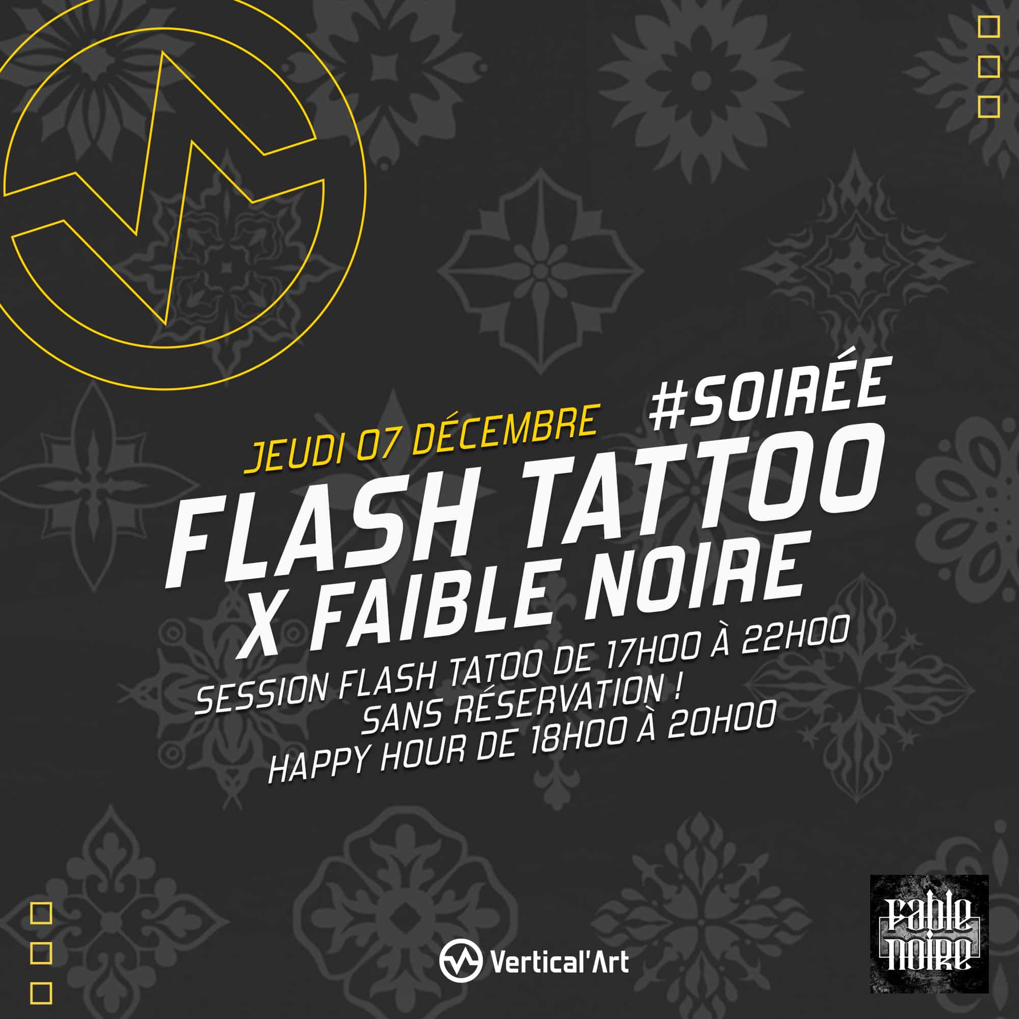 Soirée Flash tattoo à Vertical'Art Le Mans X Fable Noire jeudi 7 décembre
