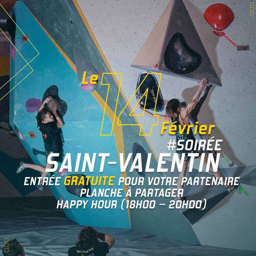 Saint-Valentin à Vertical'Art Le Mans mercredi 14 février