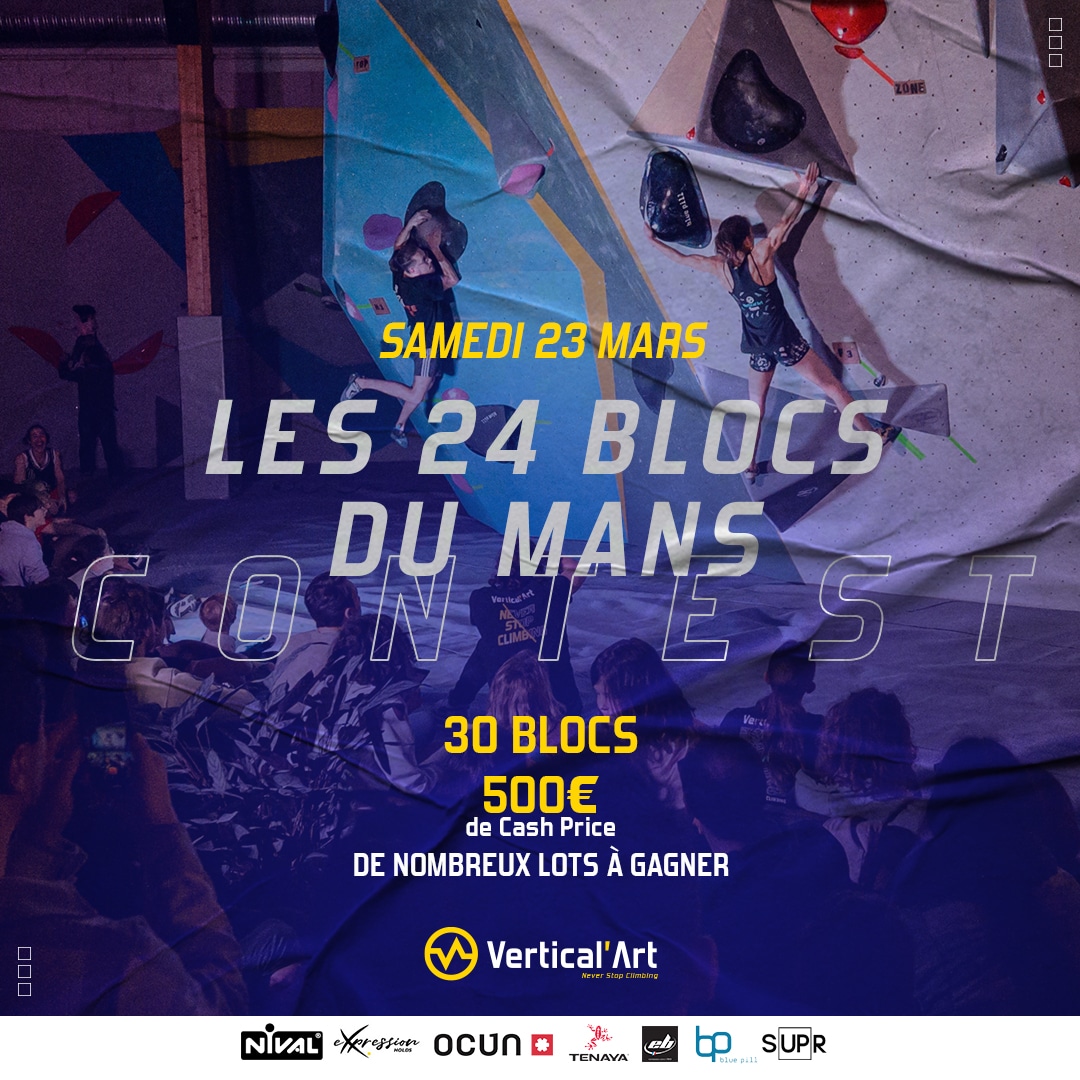 Contest de blocs à Vertical'Art Le Mans samedi 23 mars, les 24 blocs du Mans #2