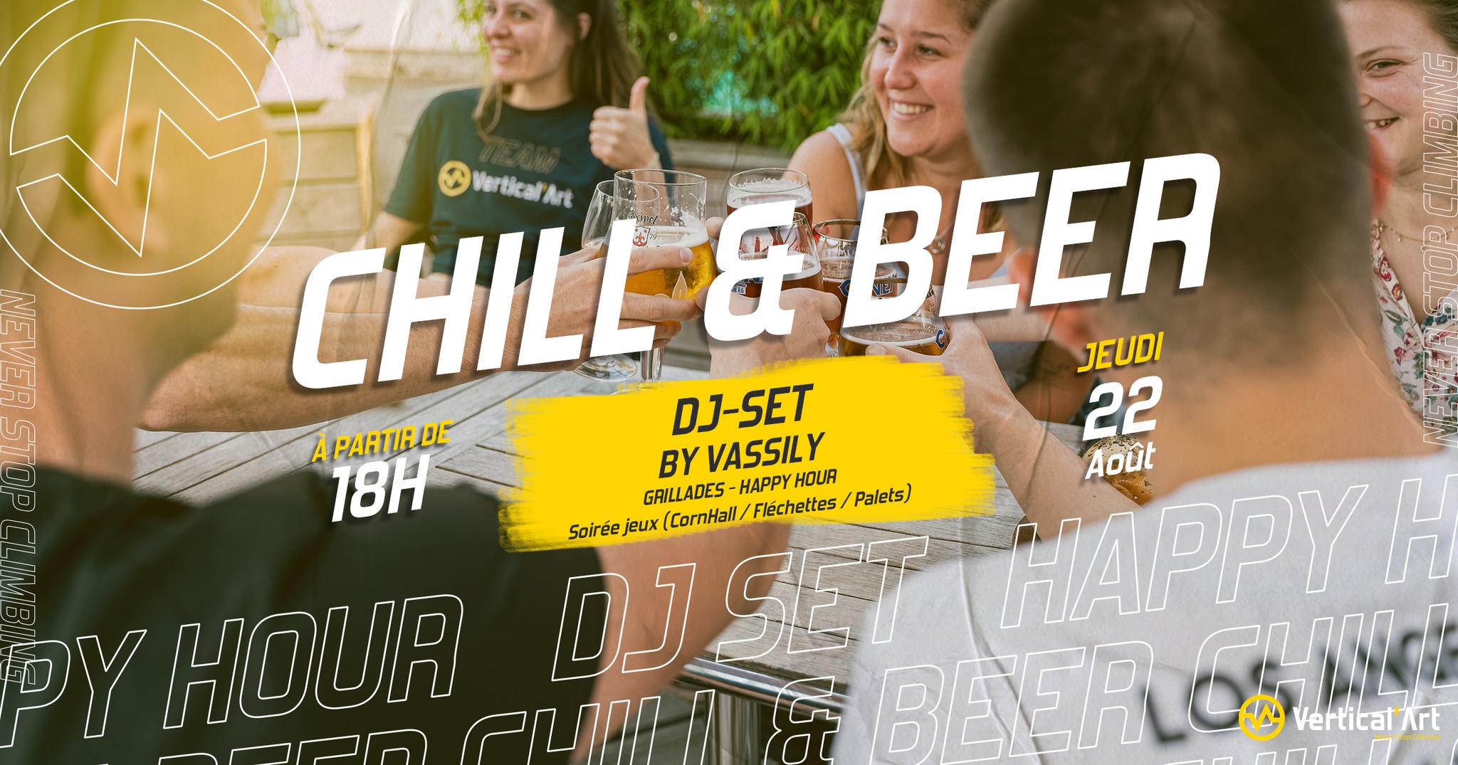 Chill & Beer jeudi 22 août à Vertical'Art Le Mans